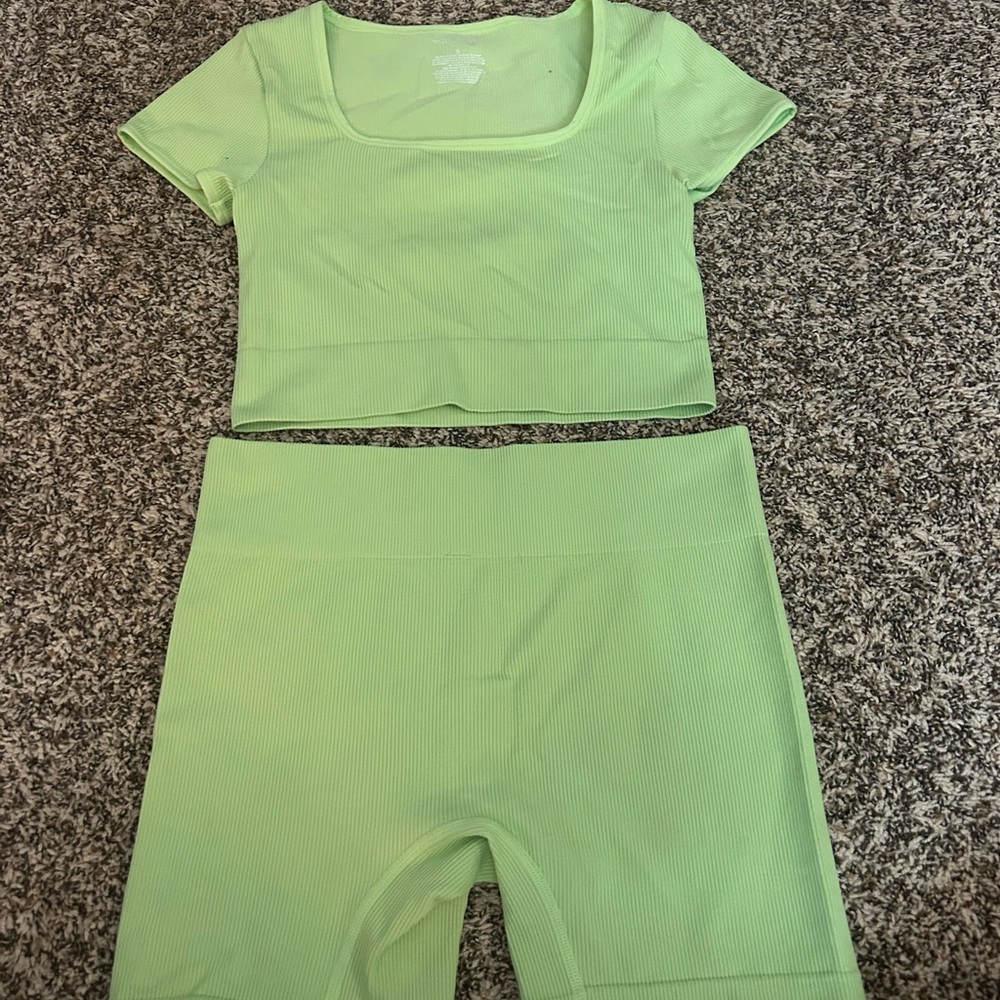 wild fable Lime Green Ribbed Scoop Neck Crop Tank